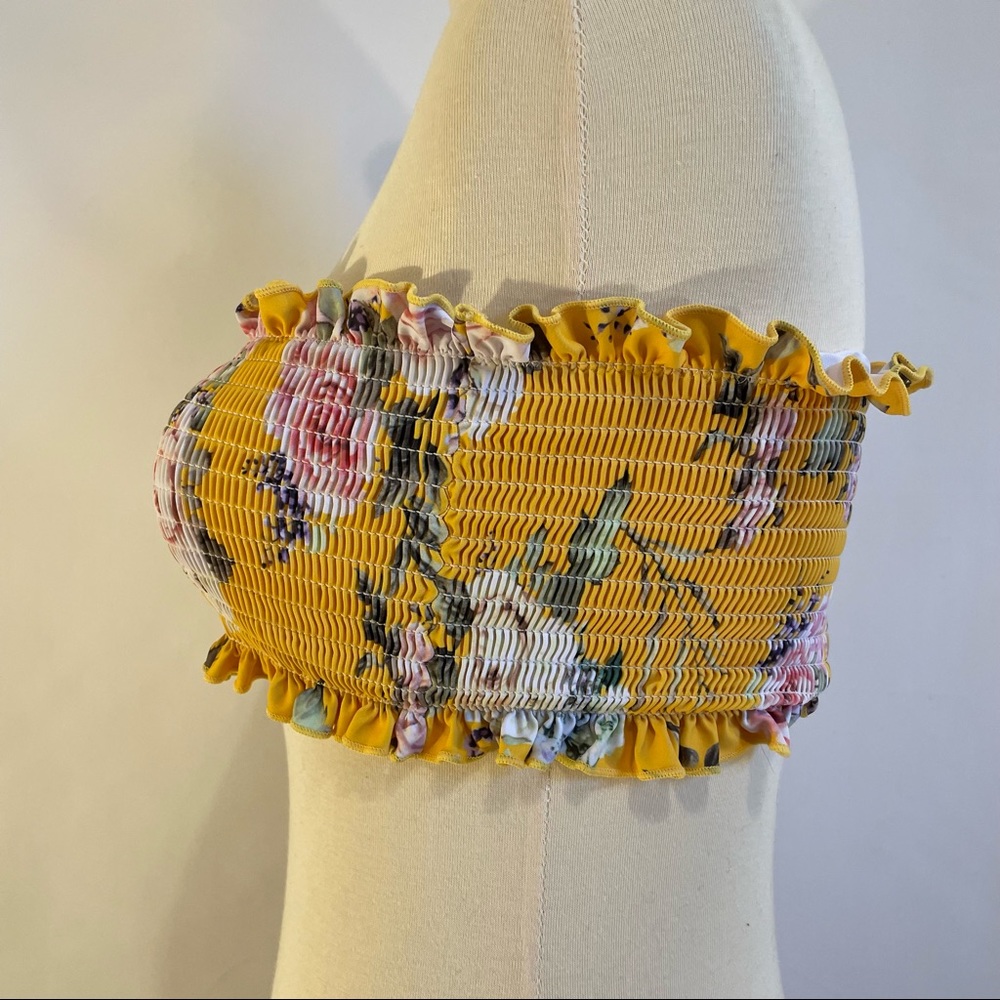 Yellow Ruffle Bandeau Swim Top or casual top - Picture 2 of 4